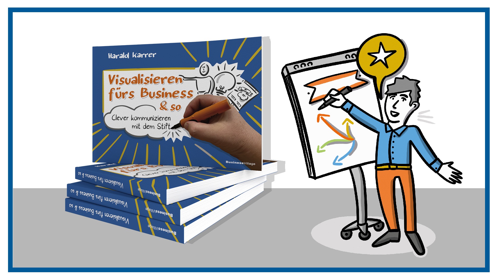 Buch von Harald Karrer − "Visualisieren fürs Business & so", erschienen im BusinessVillage Verlag.