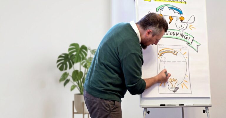 Visual Facilitation: Harald Karrer gestaltet live ein Flipchart zum Brainstorming
